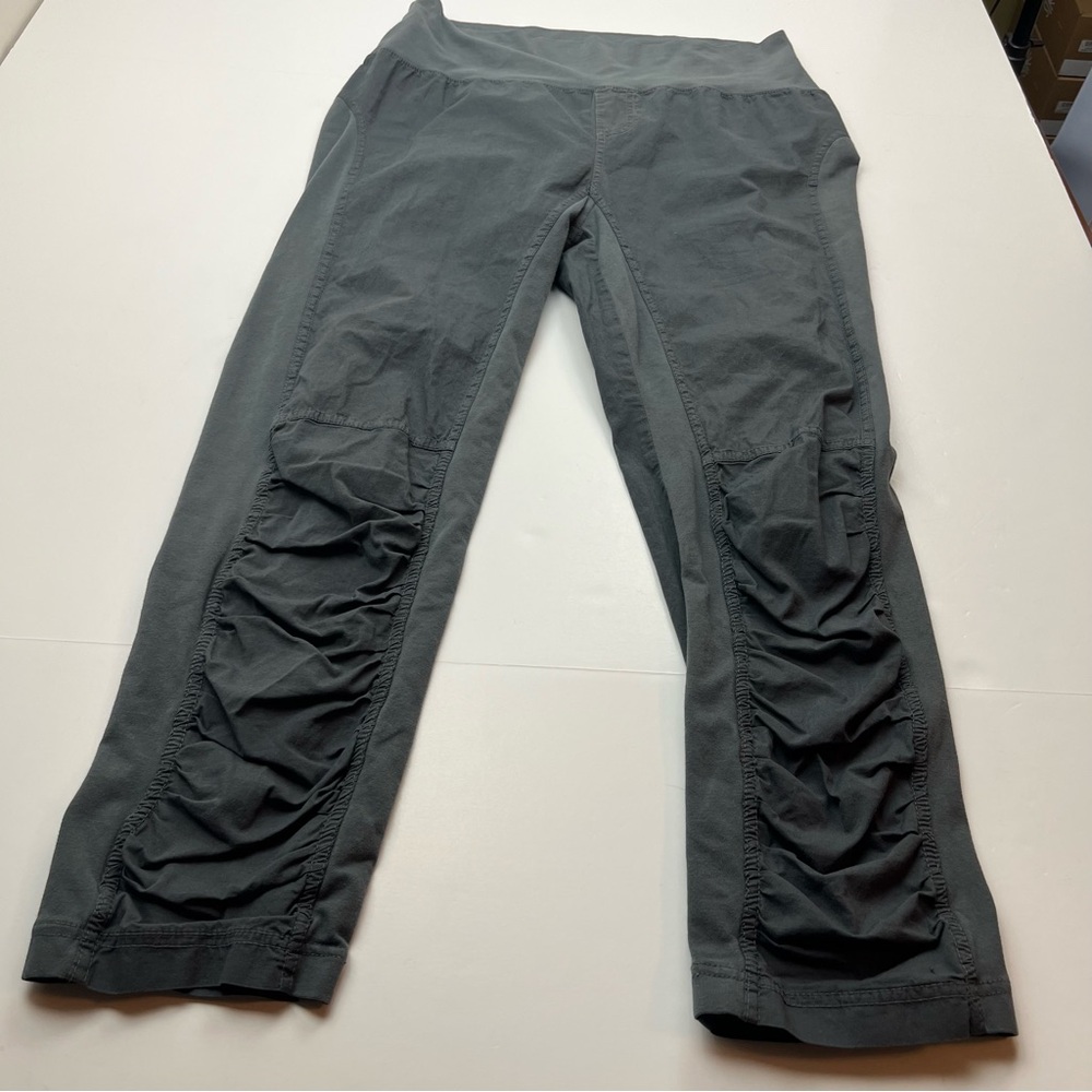 Wearables‎ Womens Grey Gray Ruched Crop Pants Size Large Pull On Stretch Cotton